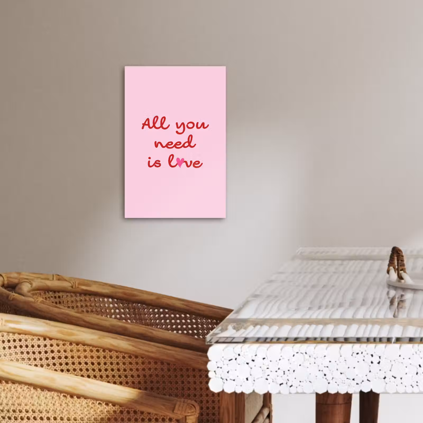 Lienzos decorativos - Texto - Rosa - Amor - Corazón — 1
