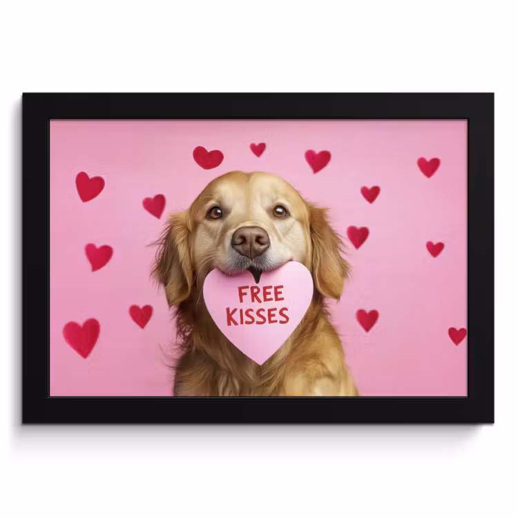 Cuadros enmarcados - Perro - Beso- San Valentín - Corazones — 1