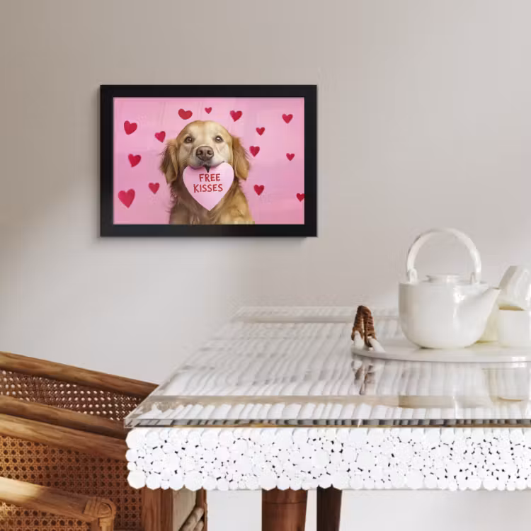 Cuadros enmarcados - Perro - Beso- San Valentín - Corazones — 2