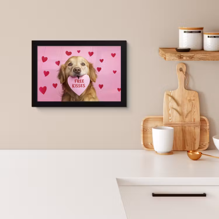 Cuadros enmarcados - Perro - Beso- San Valentín - Corazones — 3