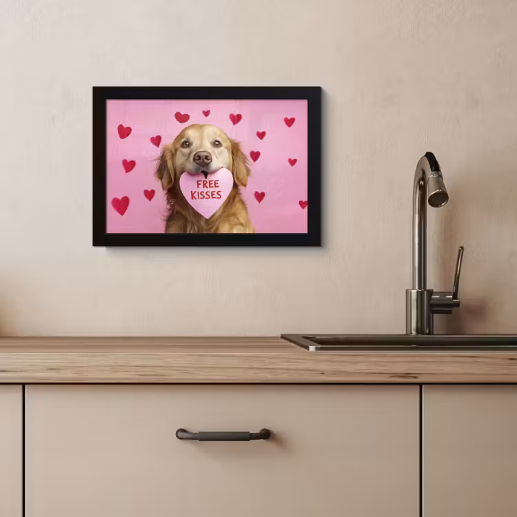 Cuadros enmarcados - Perro - Beso- San Valentín - Corazones — 4