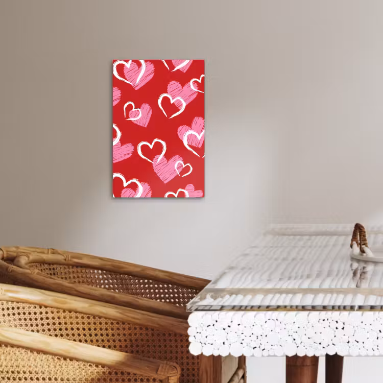 Lienzos decorativos - Patrón - Corazones - Rosa - San Valentín — 2