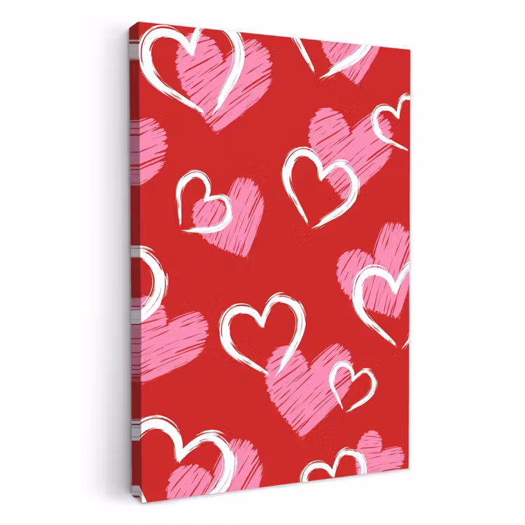 Lienzos decorativos - Patrón - Corazones - Rosa - San Valentín — 3