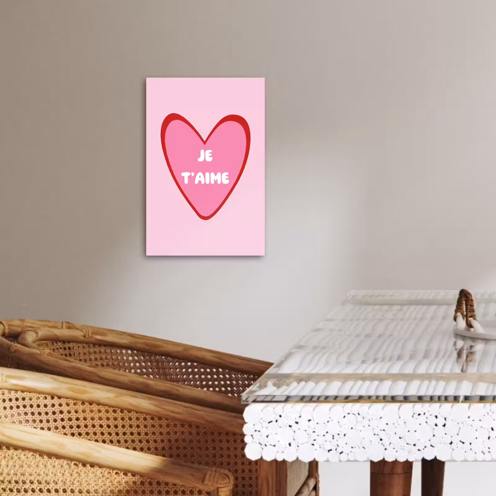 Lienzos decorativos - Corazón - Francés - San Valentín - Rosa — 1