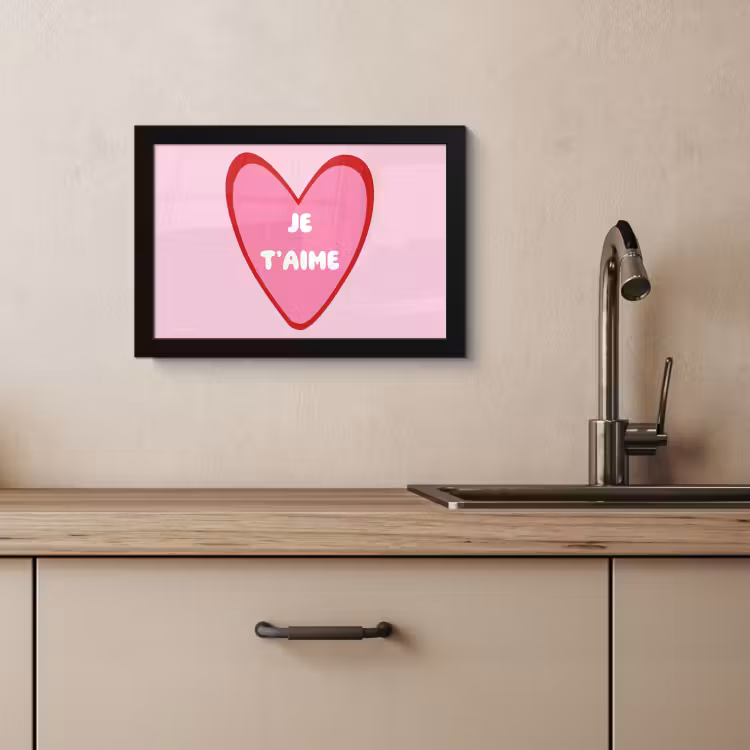 Cuadros enmarcados - Corazón - Francés - San Valentín - Rosa — 2
