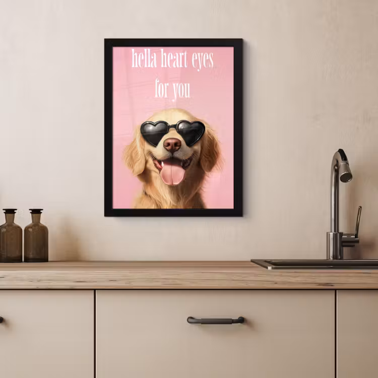 Cuadros enmarcados - Gafas de sol - Corazones - Perro - San Valentín — 3