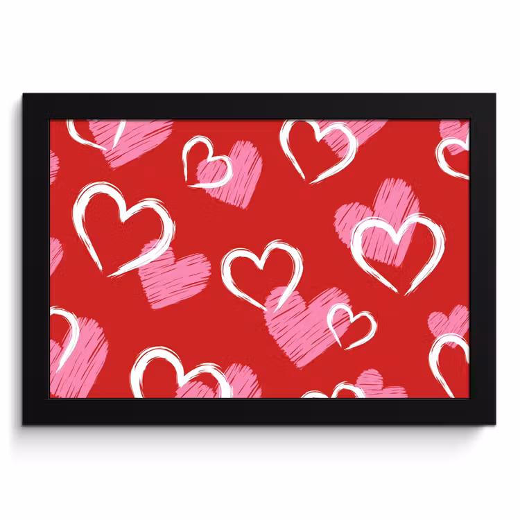 Cuadros enmarcados - Patrón - Corazones - Rosa - San Valentín — 1