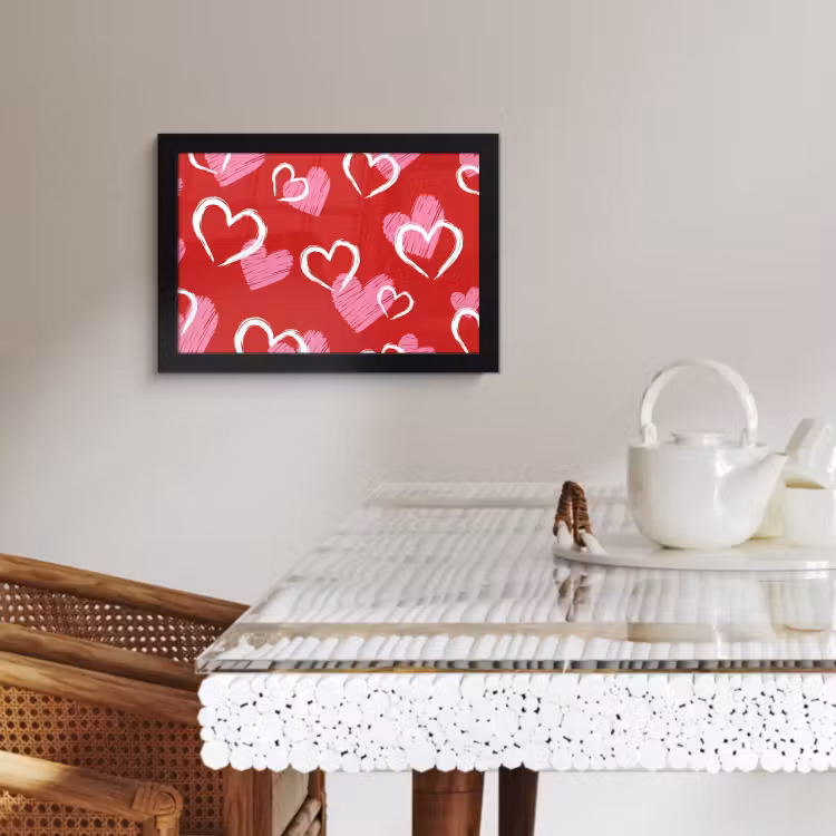 Cuadros enmarcados - Patrón - Corazones - Rosa - San Valentín — 3