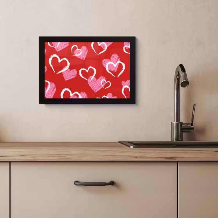 Cuadros enmarcados - Patrón - Corazones - Rosa - San Valentín — 4