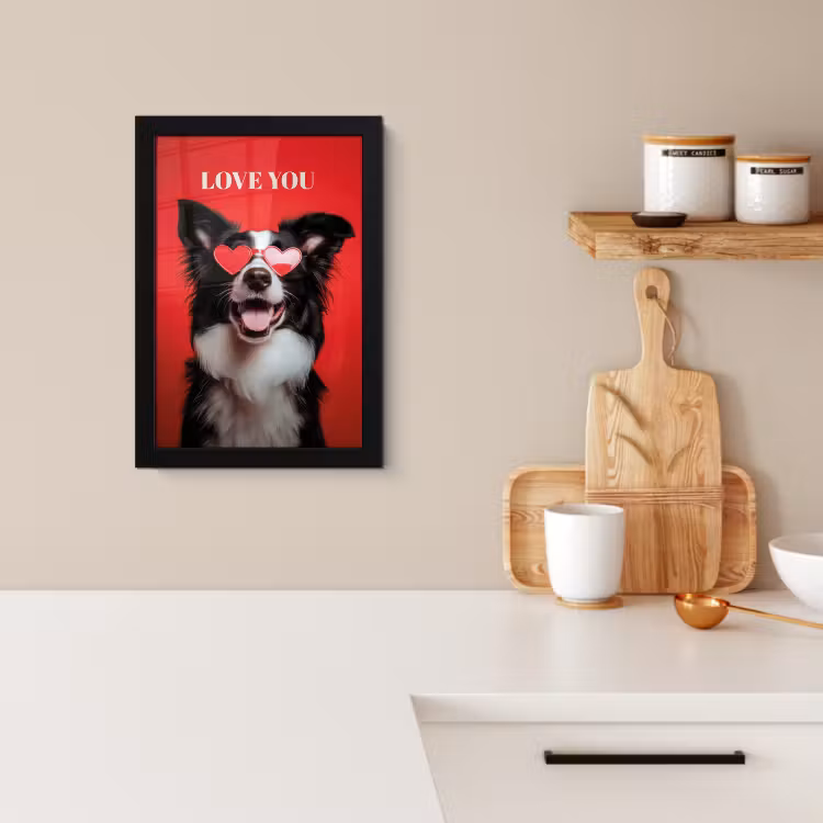 Cuadros enmarcados - Perro - Gafas Corazón - Loveyou - Rojo — 2