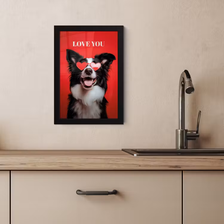 Cuadros enmarcados - Perro - Gafas Corazón - Loveyou - Rojo — 3