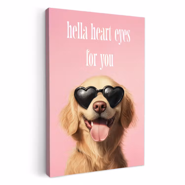 Lienzos decorativos - Gafas de sol - Corazones - Perro - San Valentín — 1