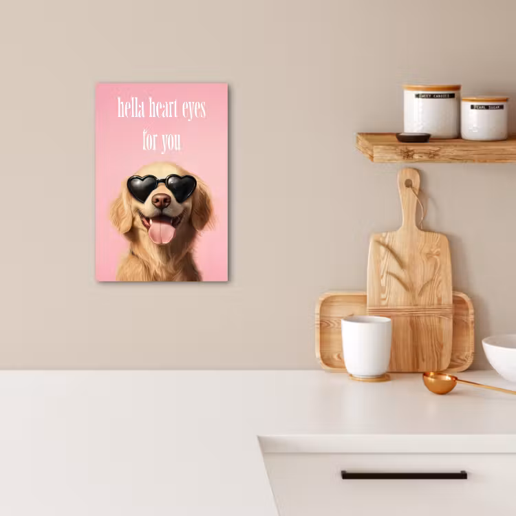 Lienzos decorativos - Gafas de sol - Corazones - Perro - San Valentín — 2