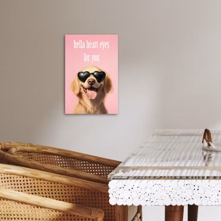 Lienzos decorativos - Gafas de sol - Corazones - Perro - San Valentín — 3