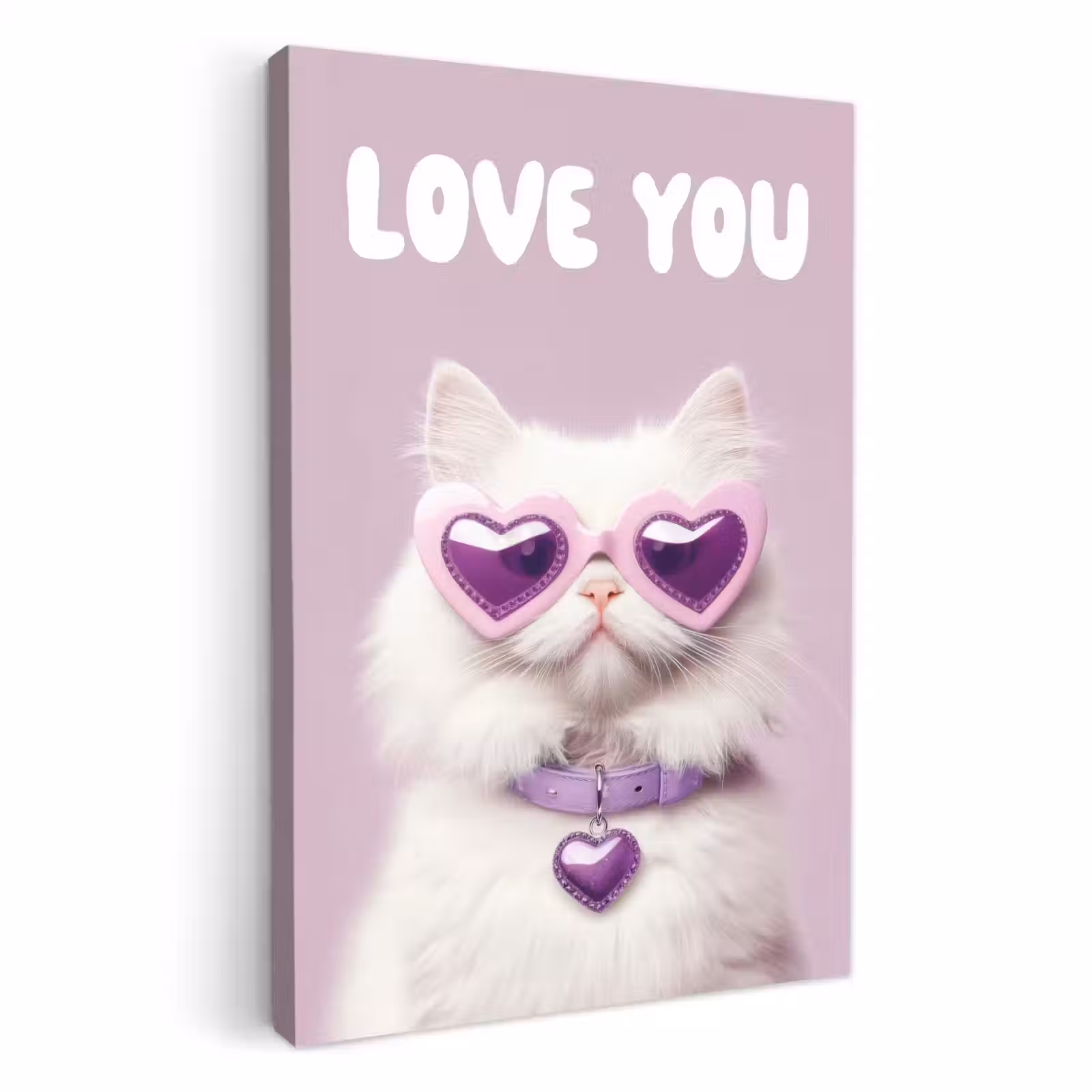 Lienzos decorativos - Gato - Amor - Morado - San Valentín — 1