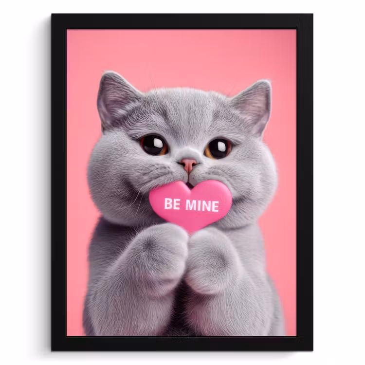 Cuadros enmarcados - Gato - San Valentín - Rosa - Amor — 1