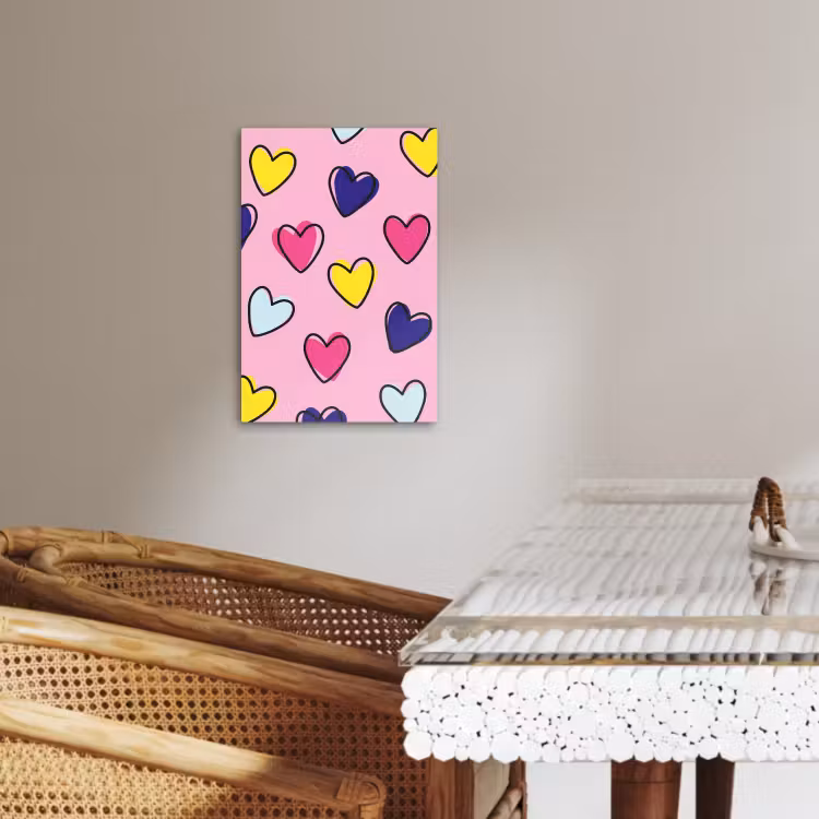 Lienzos decorativos - Corazones - San Valentín - Patrón - Colorido — 1