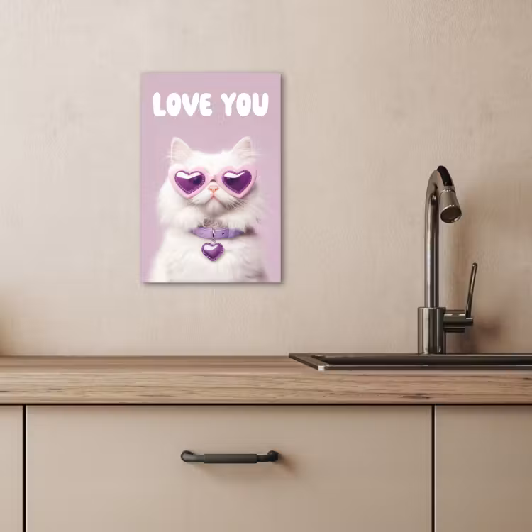 Lienzos decorativos - Gato - Amor - Morado - San Valentín — 3