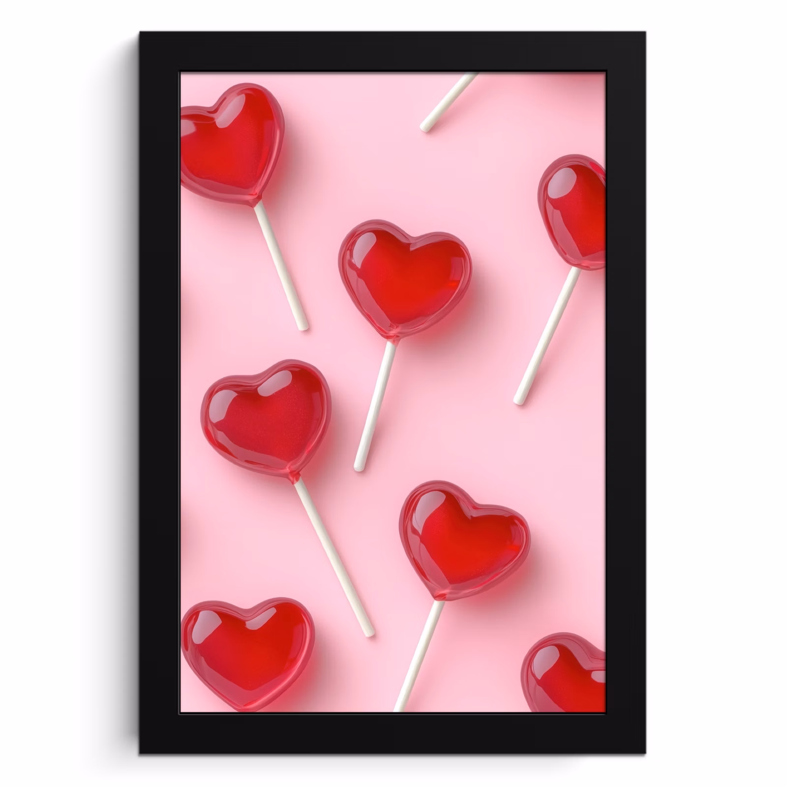Cuadros enmarcados - Piruletas - Corazones - Rosa — 1