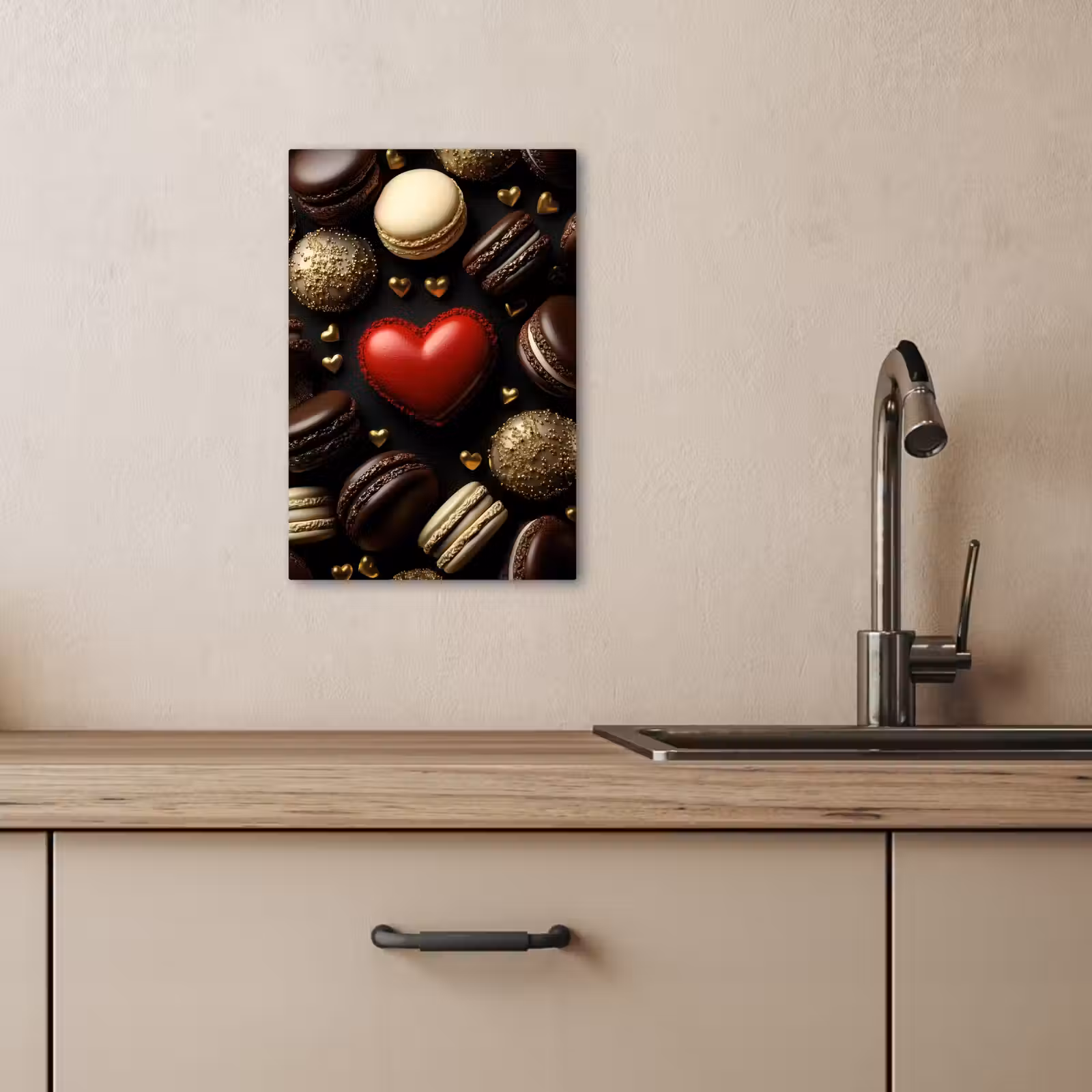 KitchenYeah - Cocina - Lienzo - Macarrones - Rojo - Corazón — 1