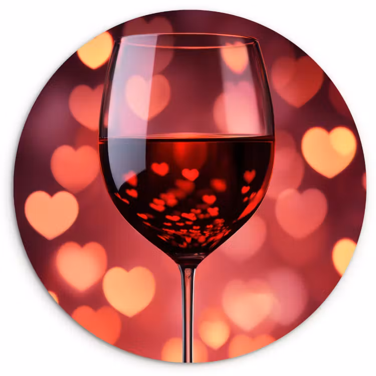 KitchenYeah - Cocina - Círculo mural Forex - Tinto - Vino - Corazones — 1