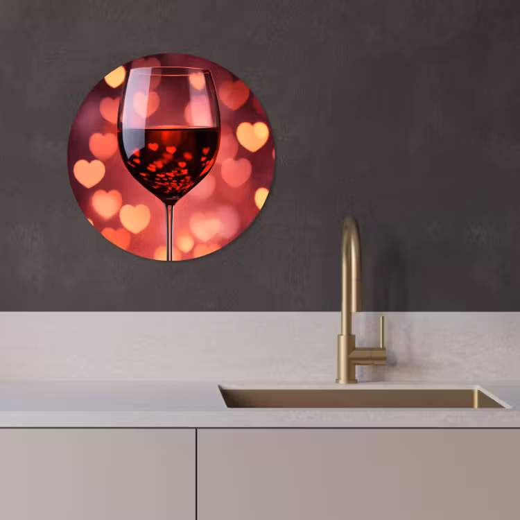 KitchenYeah - Cocina - Círculo mural Forex - Tinto - Vino - Corazones — 3