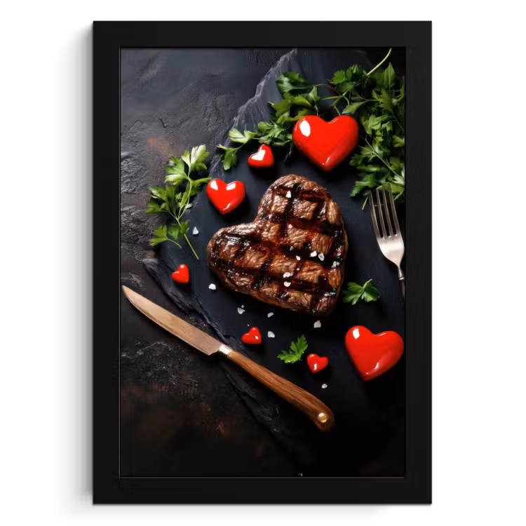 Cuadros enmarcados - Bistec - Corazón - Cubiertos — 1