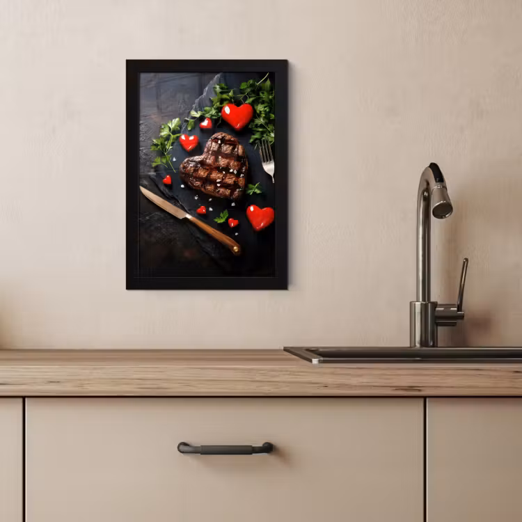 Cuadros enmarcados - Bistec - Corazón - Cubiertos — 2