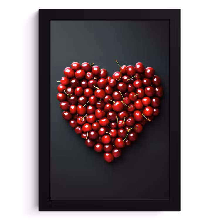 Cuadros enmarcados - Cereza - Corazón - Rojo - Negro — 1