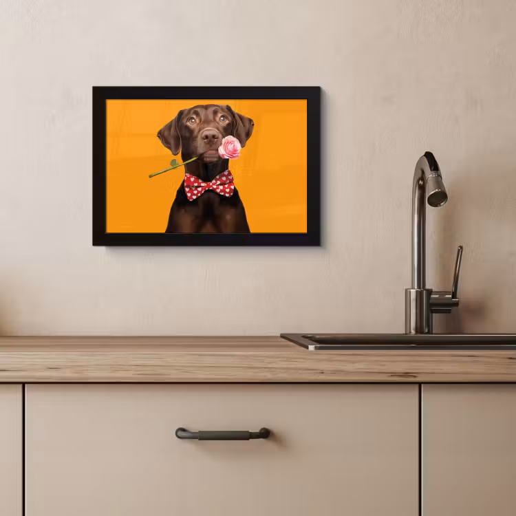 Cuadros enmarcados - Perro - Naranja - Rosa - San Valentín — 3