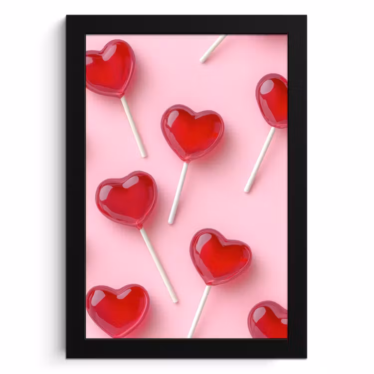 Cuadros enmarcados - Piruletas - Corazones - Rosa — 1