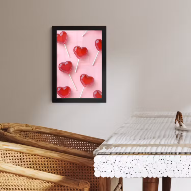 Cuadros enmarcados - Piruletas - Corazones - Rosa — 3