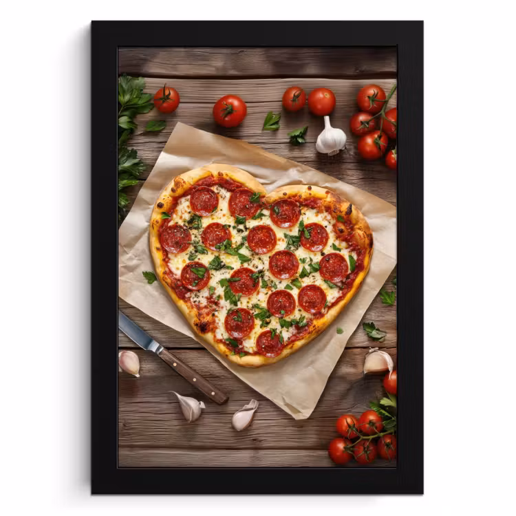 Cuadros enmarcados - Pizza - Corazón - Pepperoni - Tomate — 1