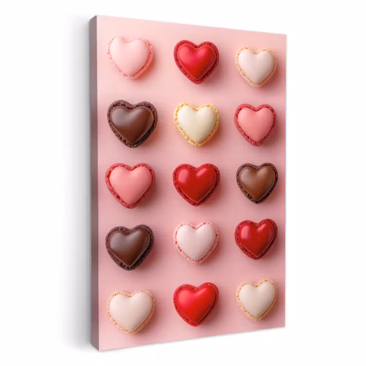 KitchenYeah - Cocina - Lienzo - Macarrones - Corazones - Colorido - Rosa — 1