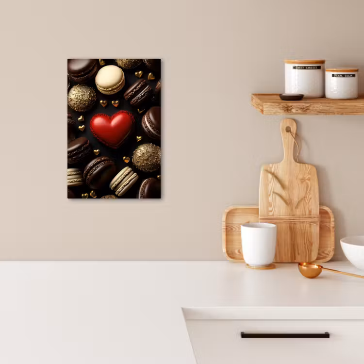 KitchenYeah - Cocina - Lienzo - Macarrones - Rojo - Corazón — 3