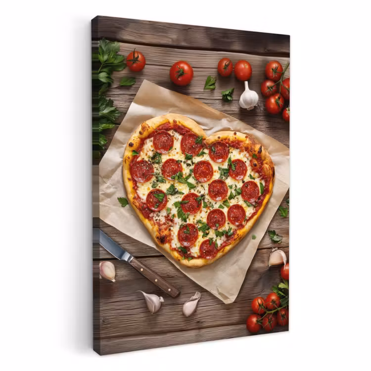 KitchenYeah - Cocina - Lienzo - Pizza - Corazón - Pepperoni - Tomate — 2