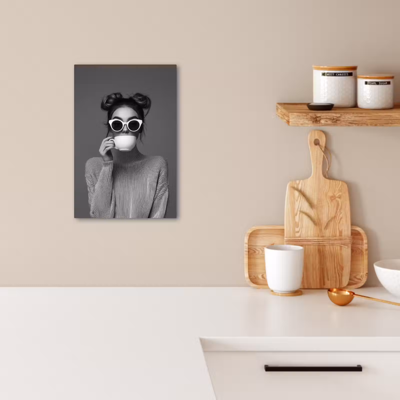 KitchenYeah - Cocina - Lienzo - Mujer - Café - Negro - Blanco — 1