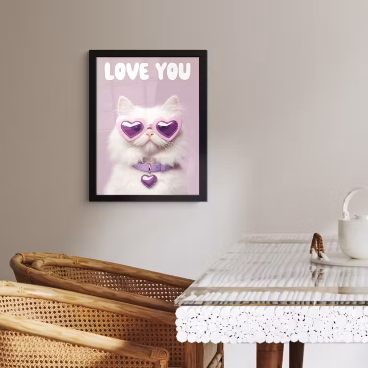Cuadros enmarcados - Gato - Amor - Morado - San Valentín — 4