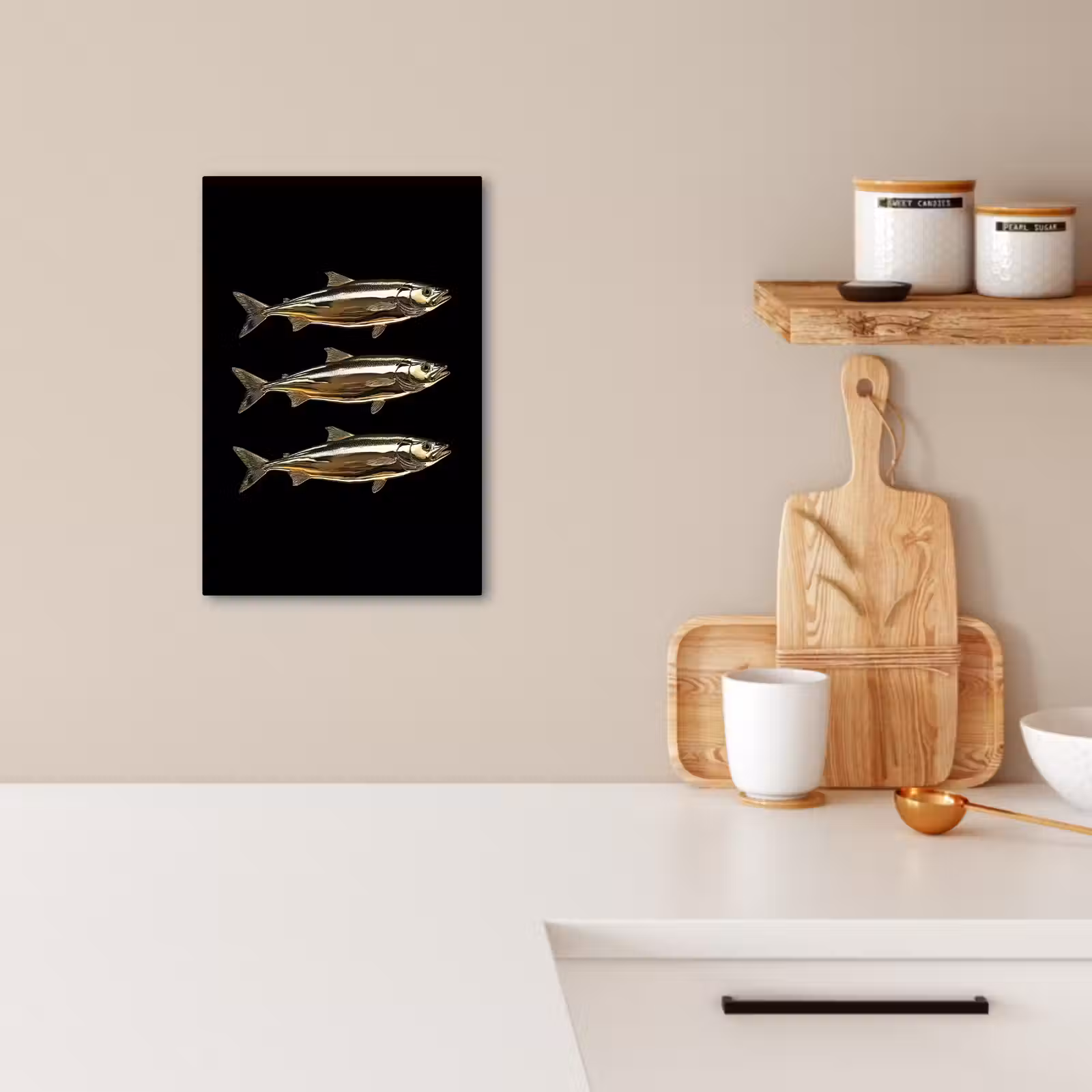 KitchenYeah - Cocina - Lienzo - Piscis - Oro - Negro — 1