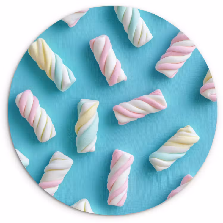 KitchenYeah - Cocina - Círculo mural Forex - Tocino - Pastel - Caramelo - Azul — 1