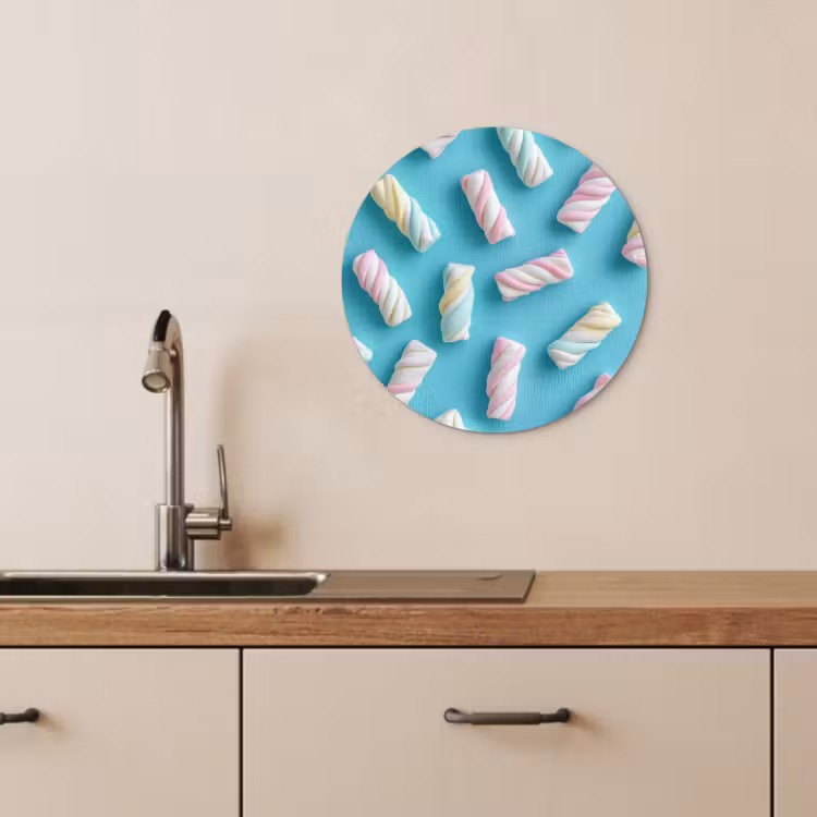 KitchenYeah - Cocina - Círculo mural Forex - Tocino - Pastel - Caramelo - Azul — 2