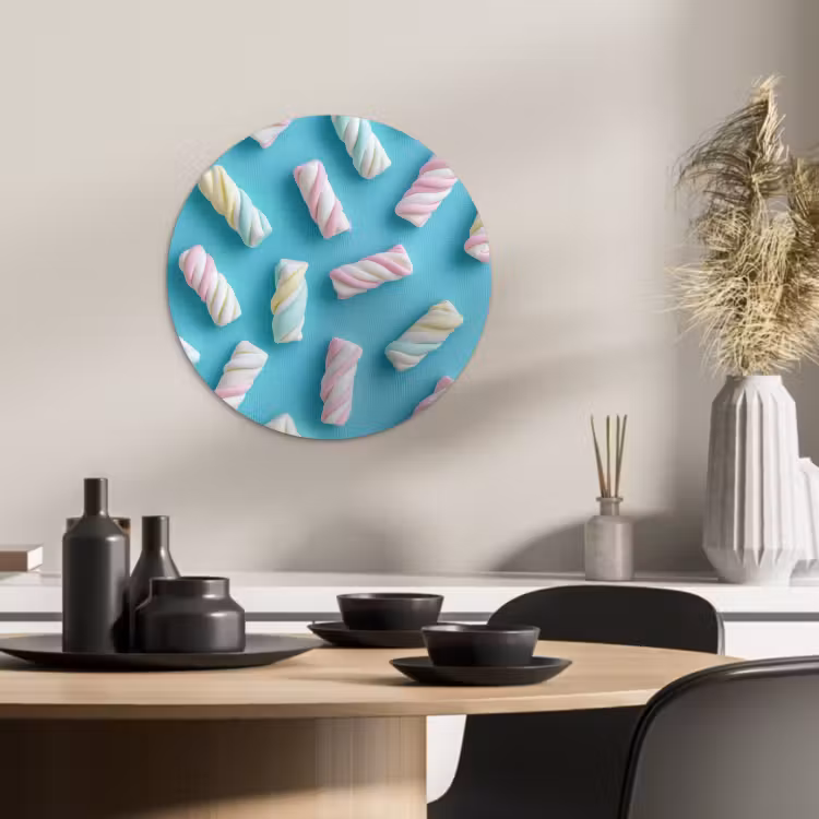 KitchenYeah - Cocina - Círculo mural Forex - Tocino - Pastel - Caramelo - Azul — 3