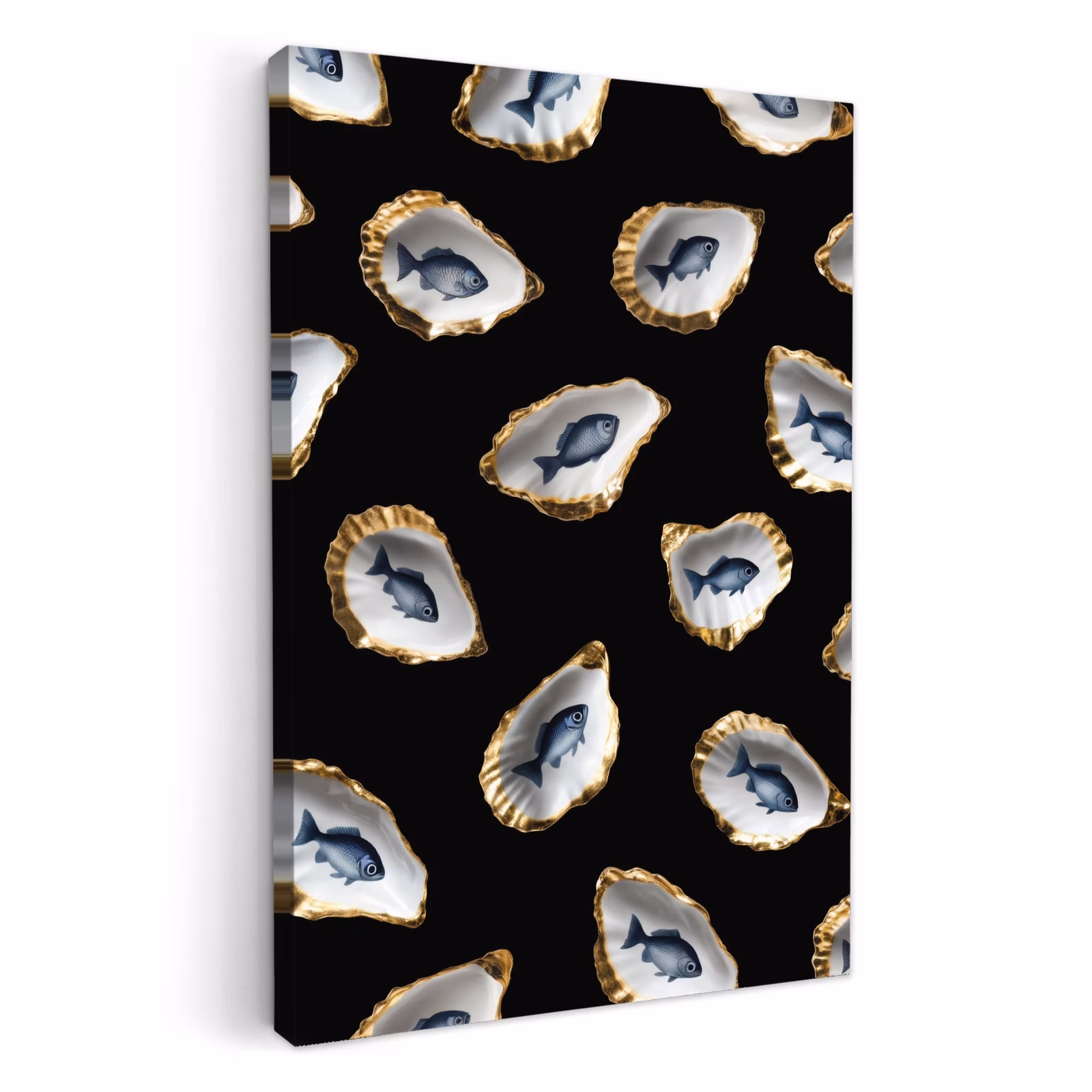 KitchenYeah - Cocina - Lienzo - Ostras - Pescado - Azul - Oro — 1