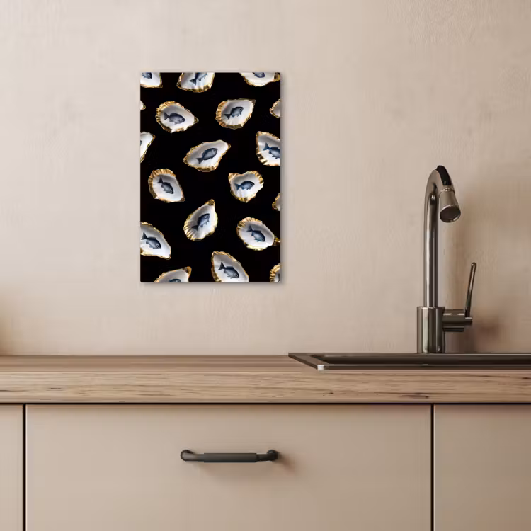 KitchenYeah - Cocina - Lienzo - Ostras - Pescado - Azul - Oro — 2