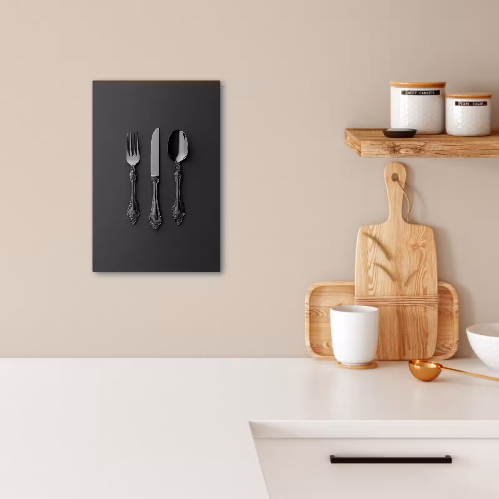 KitchenYeah - Cocina - Lienzo - Cubiertos - Negro — 1