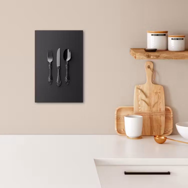 KitchenYeah - Cocina - Lienzo - Cubiertos - Negro — 1