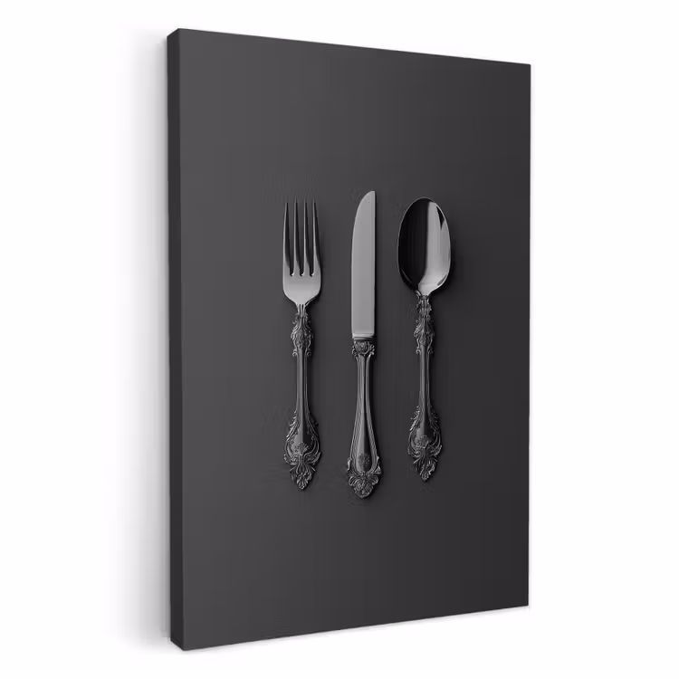 KitchenYeah - Cocina - Lienzo - Cubiertos - Negro — 2