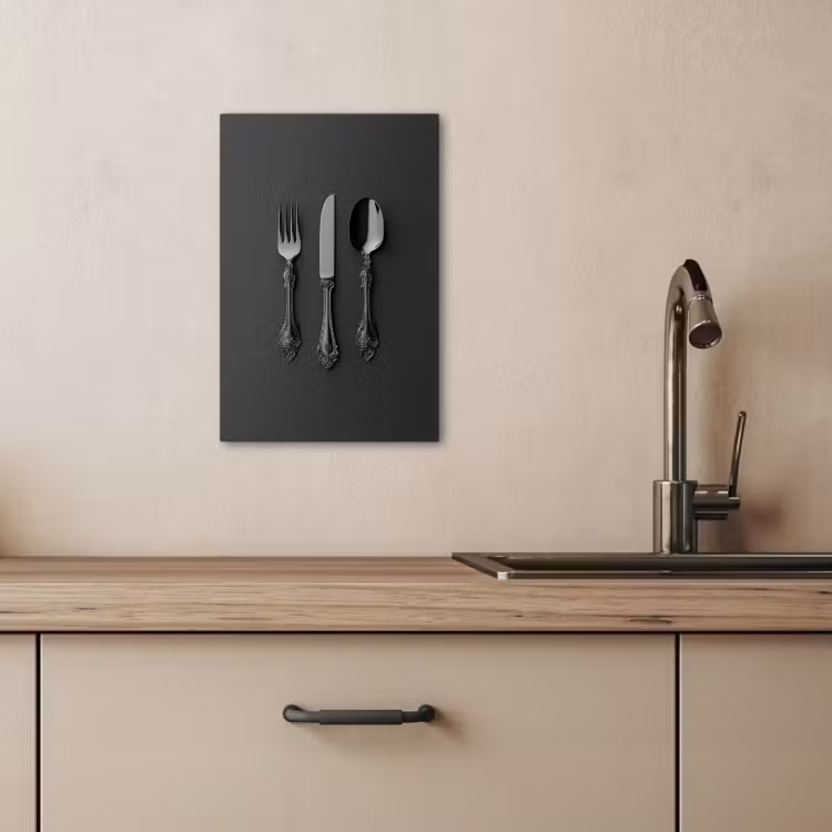 KitchenYeah - Cocina - Lienzo - Cubiertos - Negro — 4