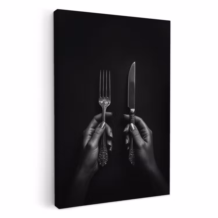 KitchenYeah - Cocina - Lienzo - Cubiertos - Negro - Blanco — 1