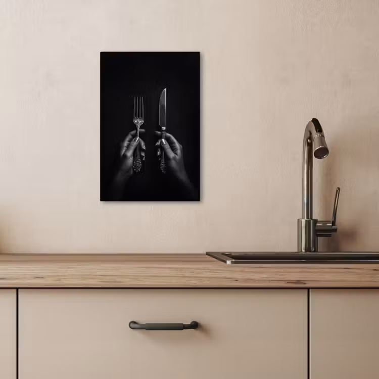 KitchenYeah - Cocina - Lienzo - Cubiertos - Negro - Blanco — 3